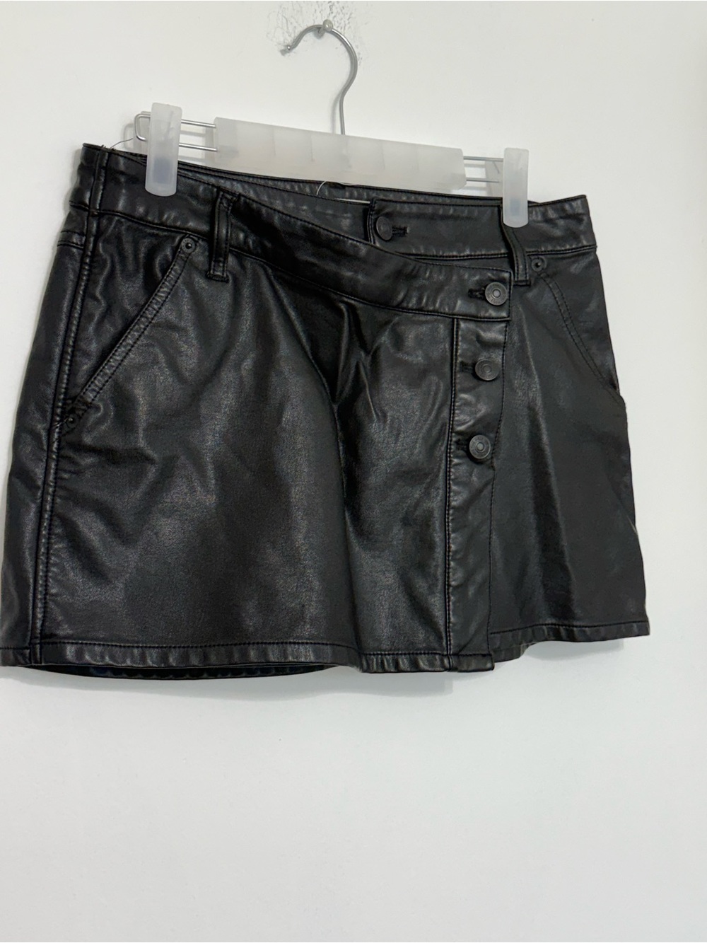 We The Free Black Faux Leather Mini Skirt